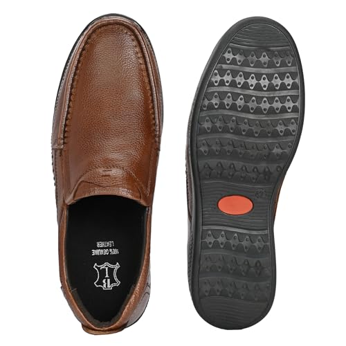 Blue Leather By Centrino Genuine Leather Men's Formal Slip on Loafers |Comfort Trendy Non Lace-Up Design |Flexible Mocassins |Leather with Anti-Skid Sole |Perfect for Walking & Business Work (3943)