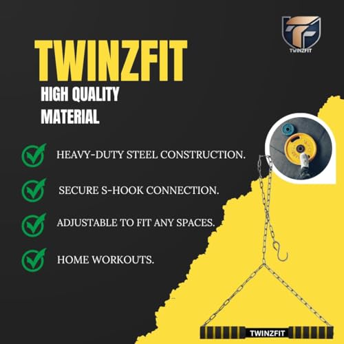 Image of Heavy-Duty Chinup Up Bar with Adjustable Hanging Chain Capacity - Upper Body Strength Trainer for Home Gym - Doorway Fitness Bar for Chin-Ups, Muscle Training, Height Growth and Back Exercises Kids & Adults 1 Year Warranty