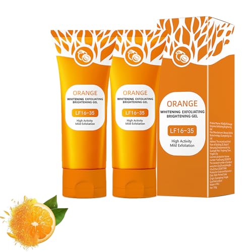 Exfoliante facial de color naranja natural, 50 g, gel exfoliante brillante, limpia suavemente y mejora la condición de la piel (2 unidades)