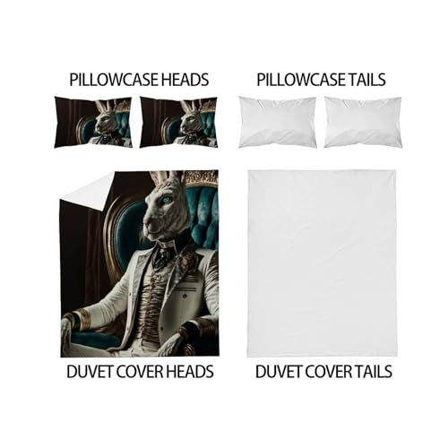 Housse de couette King imprimé 3D animaux microfibre douce Kangourou Bedding
