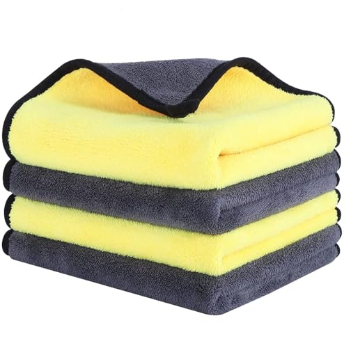 Image of Microfiber Cleaning Cloth Ultra Absorbent Towels Weave Grime & Liquid for Streak-Free Mirror Shine Car Washing Cloth Microfiber Cleaning Cloths Microfiber Towels for Cars (30*30 cm, Set of 3)