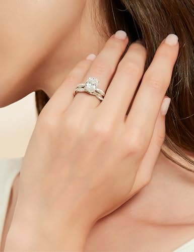 Image of Mameloly 3ct Engagement Rings for Women Oval Cut Bridal Ring Sets Cubic Zirconia Wedding Band Twisting Infinity Pave Set Size 4-12