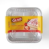 Glad Disposable Aluminum Pan 8 Inch Square Cake Pans | 4 Count | Foil Baking Pan | 8 x 8 x 1.75 |...