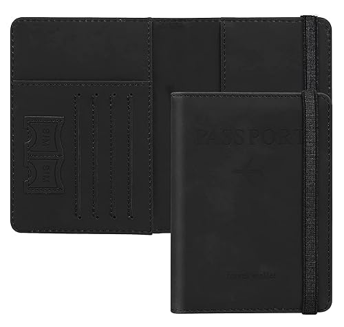 Stealodeal RFID Protecor Black Passport Holder Travel Wallet Organiser, Passport Case with PU Leather Travel Document Holder for Men & Women Travel Accessories