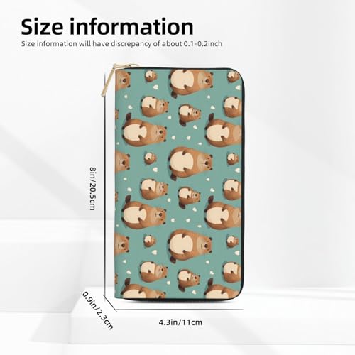 Leather Thin Slim Wallets for Women Men - Fashion Cute Guinea Pig Heart Print Card Wallet Holder with Zipper2