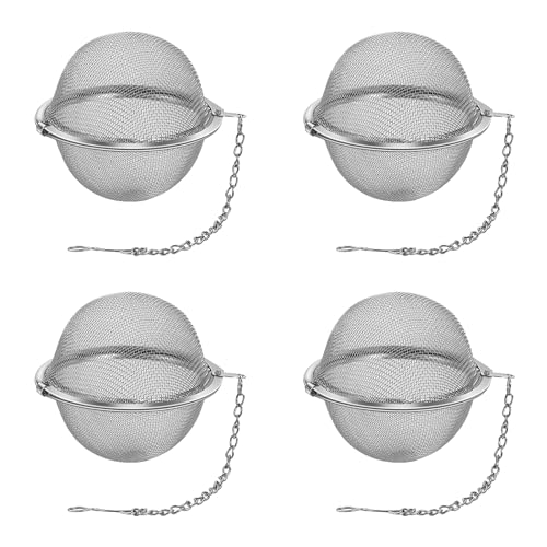 Tea Strainer Ball, 4 Pcs Stainless Steel Tea Strainer Infuser Balls for Loose Leaf-Tea with Extended Chain Hook, Reusable and Easy to Clean Accessories for Home, Office, Afternoon-Tea