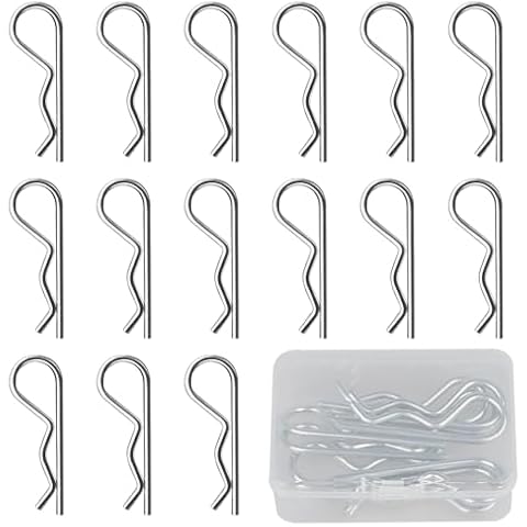 15 Pcs Trailer Hitch Clips Pins, Heavy Duty Cotter Pin R Clips Assortment Kit, Large Stainless Steel Retaining Hitch Pins Heavy Duty Zinc Plated Cotter Pin for Use On Hitch Pin Lock Systems, M3x60MM Cover