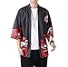 PRIJOUHE Men's Kimono Cardigan Jacket Japanese Style Flying Crane Seven Sleeves Open Front Coat