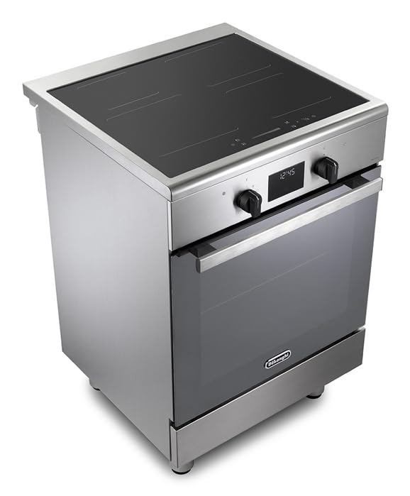 Cucina con forno elettrico, 60x60 cm, Inox, 4 fuochi