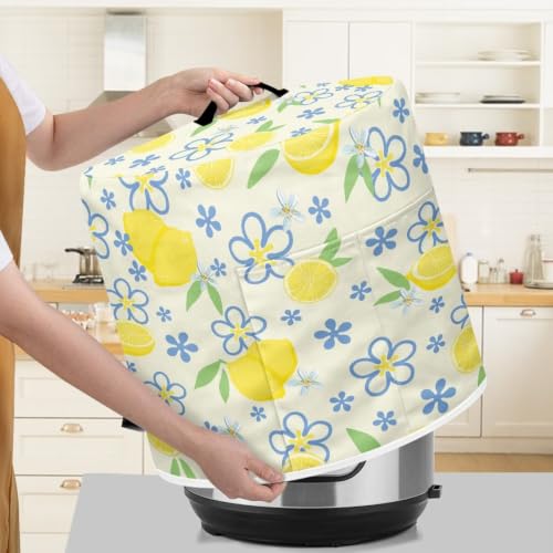 Image of Floral Lemon Air Fryer Cover Waterproof Dust Cover | Portable with Pocket Protective Cover Suitable for Women Exquisite Gifts for Picnic Color Resistant Portable 8 Quart
