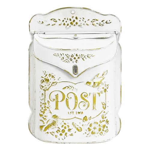 Z² BellaDecor Buzón vintage shabby de color antracita, retro, estilo rústico, de metal, estilo antiguo, para jardín, decoración al aire libre