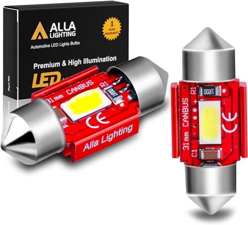 Alla Lighting 800lm Xtreme Super Bright Festoon 31MM DE3175 DE3022 LED Bulbs Replacement for Cars Trucks Interior Map Dome Trunk Courtesy Lights DE3022, 6000K Xenon White