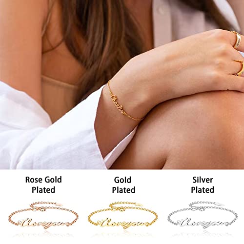 Custom Name Bracelets - 18K Gold Plated Adjustable Personalized Name Anklet Bracelets, Customized Jewelry Gift for Women Girlfriend2