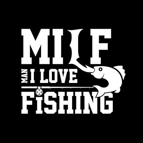 JIFENLI Auto Sticker 14,5 cm * 11,7 cm Milf Man I Love vissen Decal Vinyl Auto Sticker Decor Zwart/Zilver