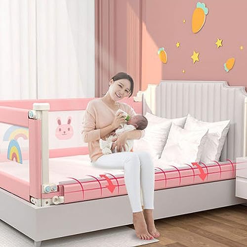 Barrera de cama plegable y de elevación vertical con protectores de seguridad para bebés 4