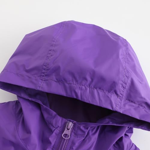GRANDWISH Girls Waterproof Rain Jacket, Lightweight Active Hooded Purple Raincoat, Size 6-144
