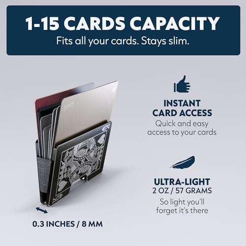 Image of Engraved Aluminum Wallet for Men - Slim Money Clip & Card Holder with Engraved Finish. Enhanced RFID Blocking, Compact, Unique & Minimalist Wallets