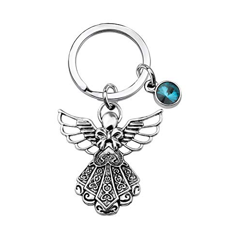 Porte-clés avec pierre de naissance BNQL : souvenir personnalisé en acier pour homme et femme