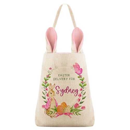Customization Mill Personalized Easter Bunny Tote Bag for Girls, Pink, 3+