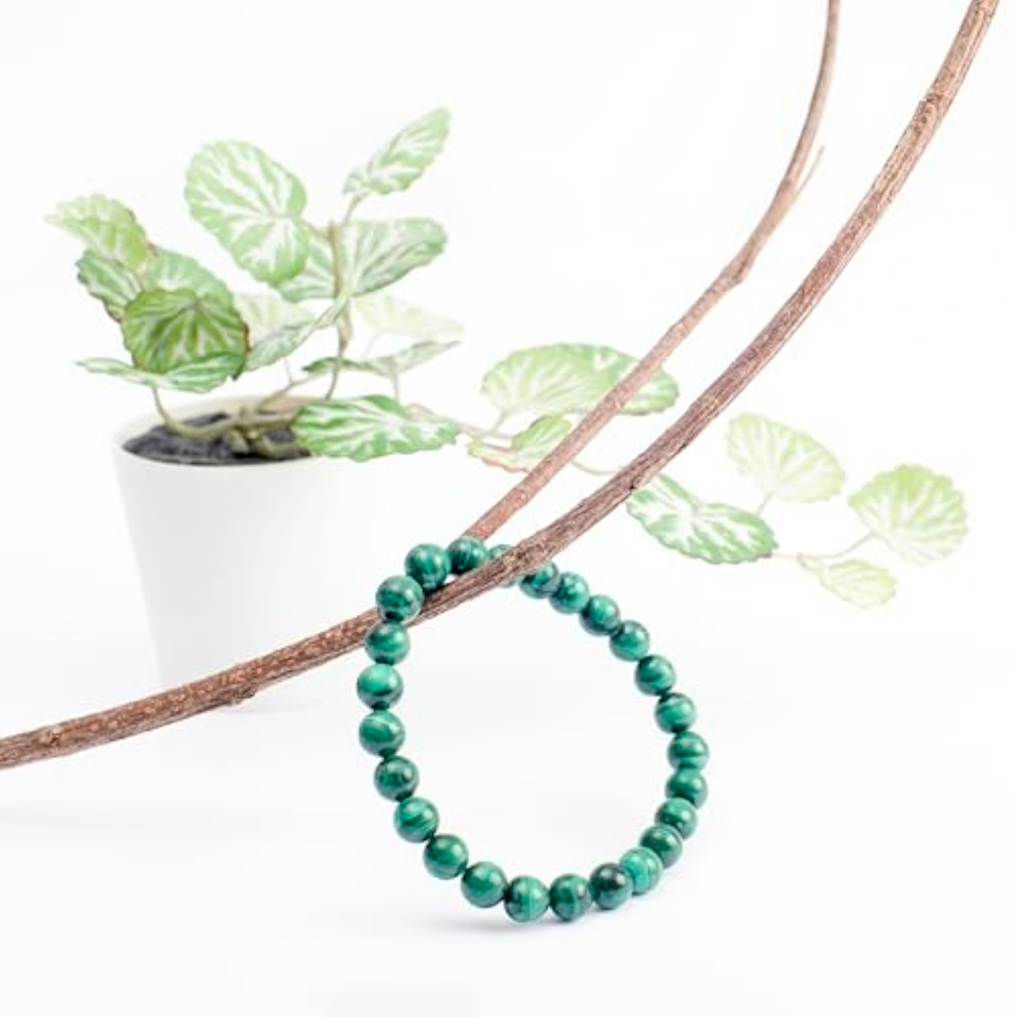 Malachite Round Beads Bracelet, Emotional Healing