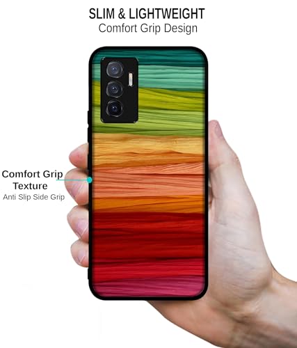 Image of Colorful Thread Design Premium 2D Printed Metal Back Case Cover for Vivo V23E 5G / Y75 4G