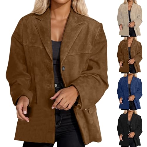 Suede Jacket Women Brown Faux Leather Jackets Fall Fashion 2024 Trendy Old Money Aesthetic Oversized