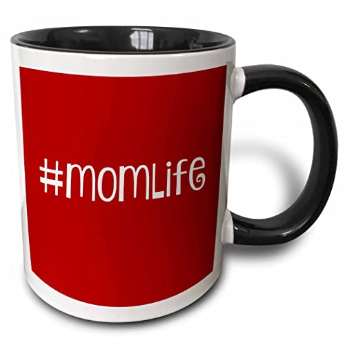 3dRose #momlife, hashtag mom life on a red background 11oz