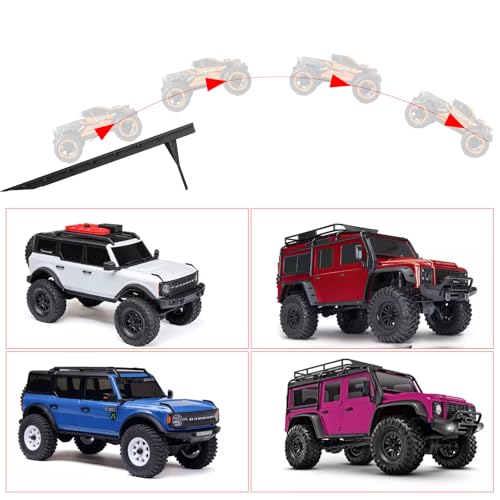 Foldable RC Jump Ramp, Takeoff Board Stunt Set for 1/12 1/14 1/16 1/18 1/24 Remote Control Cars, High-Strength Quick Assembly Foldable RC Jumping Ramp (Black)