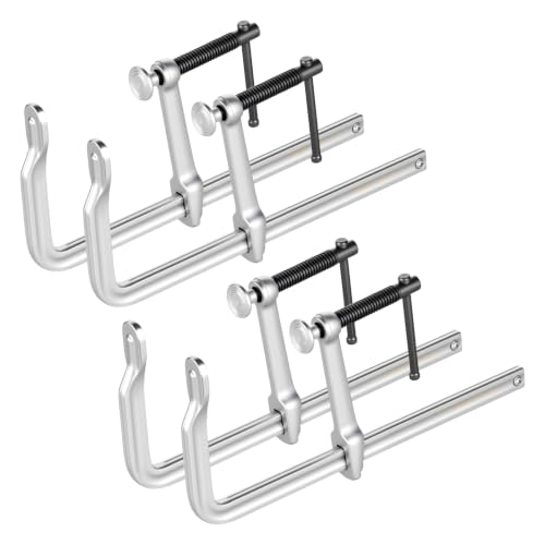 Image of VEVOR Bar Clamps for Woodworking, 4-Pack, 12 inch Opening, 4.72 in Throat Depth, 1200 lbs Load Limit, Sturdy Steel Forging and Casting, with Swivel Jaw and T-Handle, for Wood Working and Metal Working