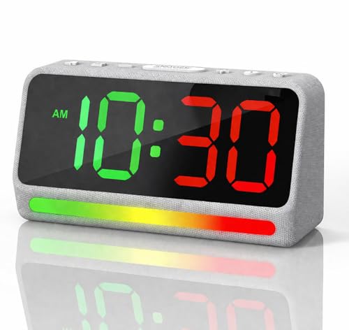 REACHER Extra Loud Alarm Clock for Heavy Sleepers Adults, 5 Extremely Loud Wake Up Sounds, Aesthetic Alarm Clock for Teens Bedrooms, LED Digital Display, 7 Color Night Light,Dimmer,Bedside