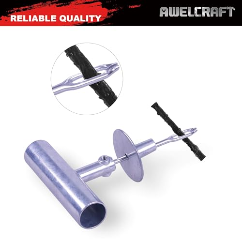 Image of AWELCRAFT 35-Piece Heavy Duty Tire Plug Kit - Professional Flat Tire Repair for Car, Truck, Motorcycle, ATV, SUV - T-Handle Tools, Storage Case - Easy Puncture Repair, No Tire Removal Needed