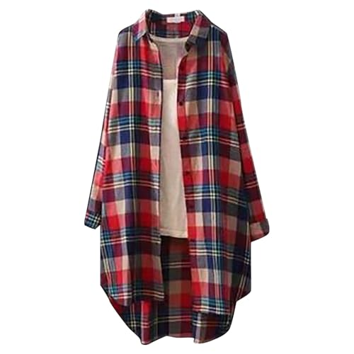 Women Fall Clothes Cardigan for Women Fall Fashion 2025 Lightweight Open Front Roll Up Sleeve Button Down Plaid Tops Casual Comfy Shirts Blue-b