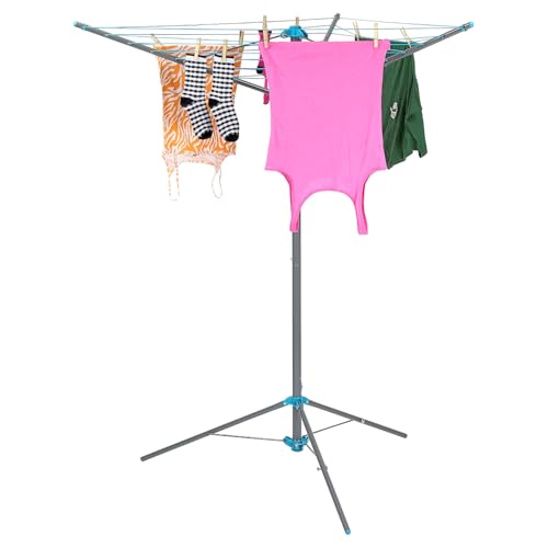 Taylor & Brown 18m Clothes Airer Clothes Drying Racks 3 Arm Rotary Washing Line Airer Portable Foldable Freestanding Clothes Line Indoor Outdoor Umbrella-Style Clothes Drying Rack