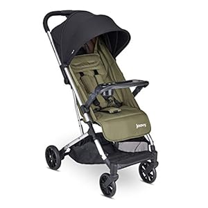 Joovy Kooper Lightweight Baby Stroller Featuring Removable, Swing-Open Tray, Big Wheels, Reclining Seat with Footrest, Extra-Large Retractable Canopy, and Compact Fold (Olive)