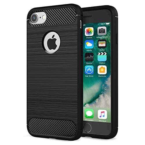 NEW'C Cover Compatibile con iPhone 7 e iPhone 8 (4,7 Pollici), con Urti Assobirmento e Fibra di Carbonio [Gel Flex Silicone]