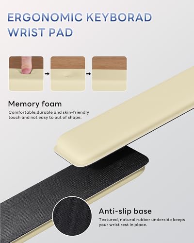 Image of Laborio Computer Keyboard Wrist Rest, Keyboard Riser Stand for Desk(Beige) | Ergonomic Acrylic Keyboard Holder, Non-slip Wrist Pad, Pain Relief for Typing, Multiple Colors