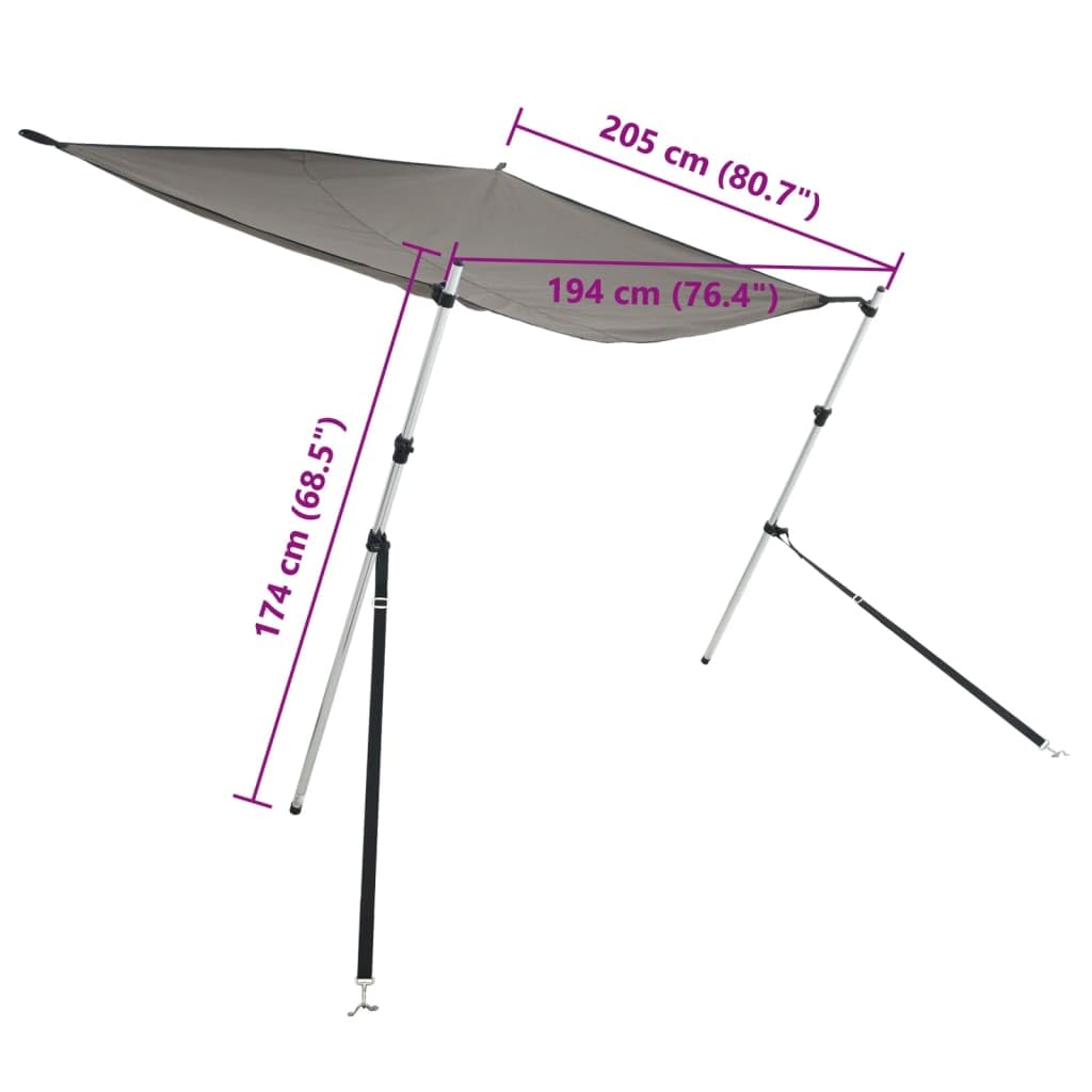 Prolunga per parasole T-Top, antracite, 174 x 205 x (115-194), 100% poliestere con rivestimento in PU, resistente ai raggi UV e impermeabile, telaio in alluminio, 2 aste di supporto con clip