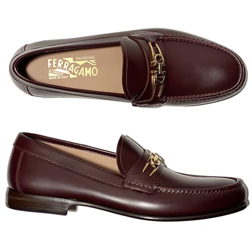 New Gold Gancini Bit Brown Leather Mathias 8.5 D Men's Dress Loafers (Salvatore2