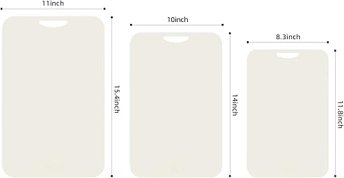Miniatura 6 de Juego de 3 tablas de cortar de TPU para cocina, tablas de cortar antideslizantes con ranura para jugos, alfombrilla de cortar resistente a las