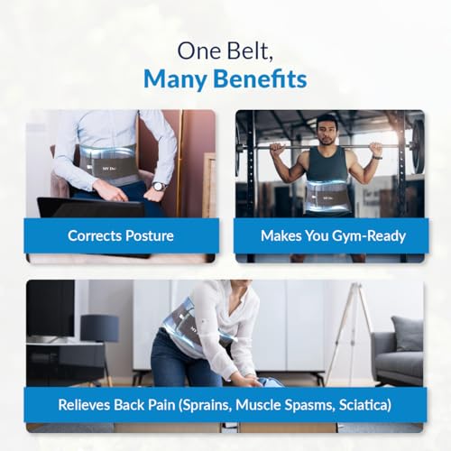 Image of MY Dr. Lumbar Sacral Belt - Back Support for Pain, Sciatica, Muscle Spasms & Herniated Disc Relief | 5 Flexible Splints, Dual Adjustable Straps | Breathable, Skin-Friendly Fabric | Waist Size 34-40 Inches (M) (M)