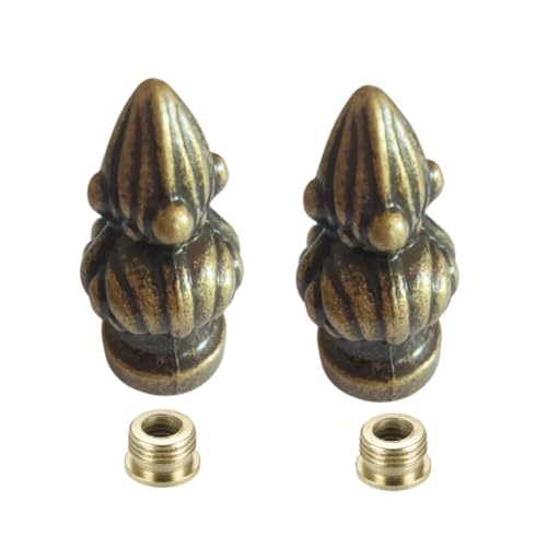 Image of Lamp Finial Cap Knob Lamp Decoration for Lamp Shade, Antique Brass Lamp Finial Cap Knob, 1-3 /8 Inches 2Pcs