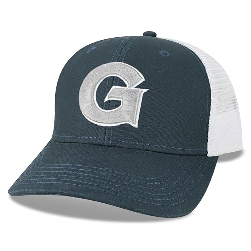 Legacy NCAA Officially Licensed Baseball Hat, Georgetown Hoyas, Lightweight Cap for Men & Women, Mid-Pro Snapback Adjustable (MPS), Navy/White Trucker, One Size Fits Most, Snapback Closure