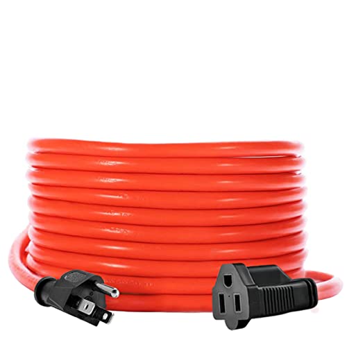 KMC 20ft Outdoor Extension Cord, 20-Foot 16/3 Weatherproof Indoor/Outdoor Extension Cable, Flexible SJTW 16-Gauge 100% Pure Copper Wire, Durable Vinyl Jacket, UL/ETL Certified, 13A 1620W, Orange