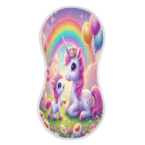 Unicorn Flowers Baby Burp Cloths Cotton Burp Clothes Absorbent Muslin Burp Cloths Soft Burp Cloth Rags for Girl Unisex Boy Newborn 1 Pack 22x11 Inches