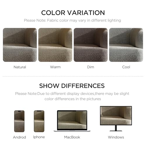 Image of Acanva Formia Boucle Curved Sectional Couch for Living Room | Modular Sofa, Modern Minimalist, Wood Frame, For Apartment, Home Office