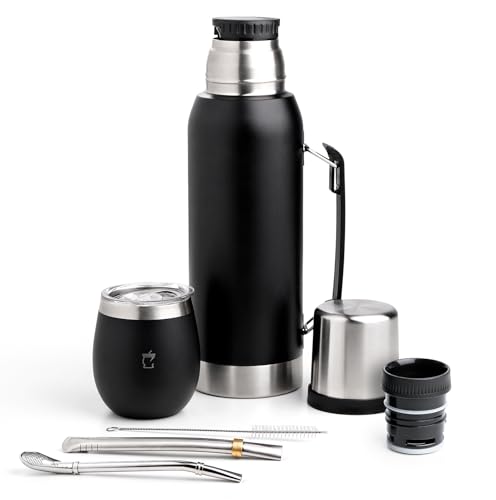 BARGRIN Kit Mate Argentino - Mate Argentino - Kit Mate - Yerba Mate - Mate Bombilla - Productos Argentinos - Negro