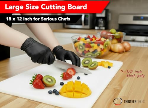 Commercial Grade Plastic Cutting Board 18 x 12 x 1/2 Thick High Density White Poly, NSF Certified and Dishwasher Safe for Food Service - Image 4
