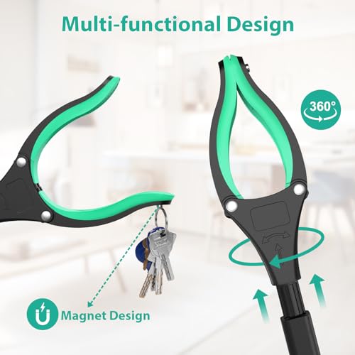 32" Foldable Grabber Reacher Tool, Reacher Grabber Pickup Tool with 360° Rotating Jaw & Magnet, Lightweight Grabber Tool, Grabbers for Seniors, Trash Picker Upper Grabber