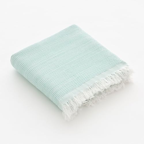 GAMUSI Fouta Pareo Toalla Playa Ligera Nido de Abeja 190x180 cm, Color Agua