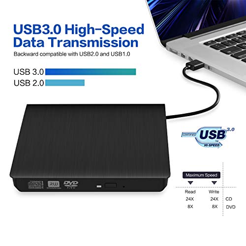 External CD/DVD Drive for Laptop, USB 3.0 Ultra-Slim Portable Burner Writer Compatible with Mac MacBook Pro/Air iMac Desktop Windows... - Image 5